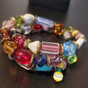 Handmade Glass and Cat's Eye Bead Wrap Bracelet